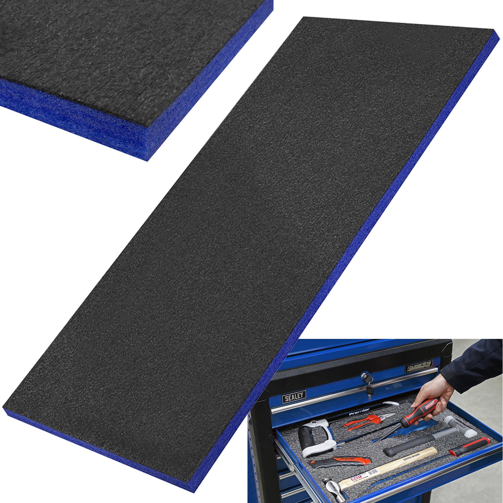 Sealey Easy Peel Shadow Foam Blue Black 1200 x 550 x 30mm Tool Tray Insert