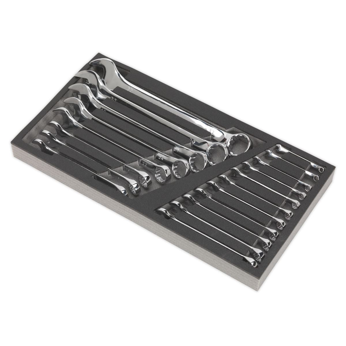 Siegen by Sealey Tool Tray with Combination Spanner Set 19pc - Metric