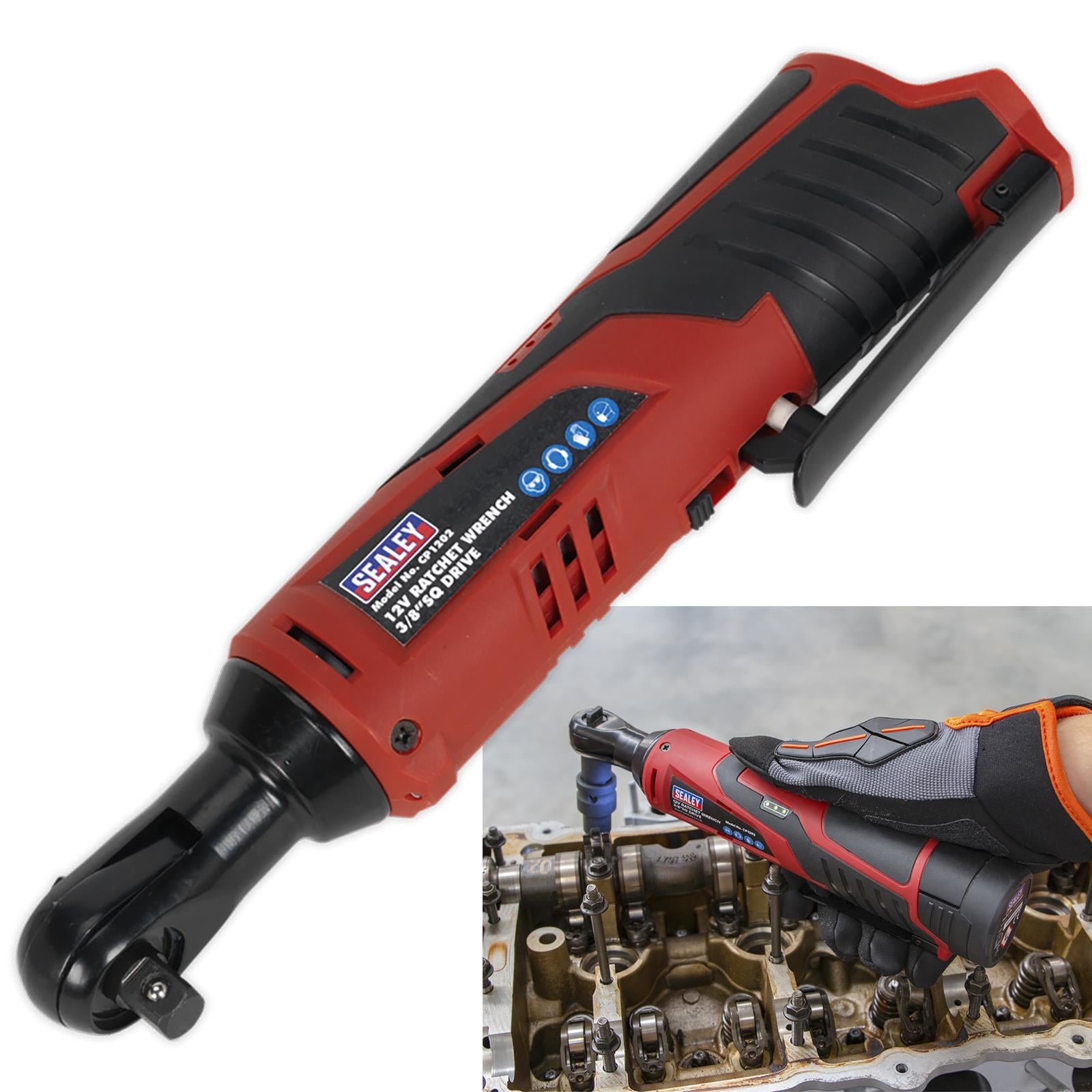 Sealey Ratchet Wrench Kit 3/8"Sq Drive 12V SV12 Series - 2 Batteries