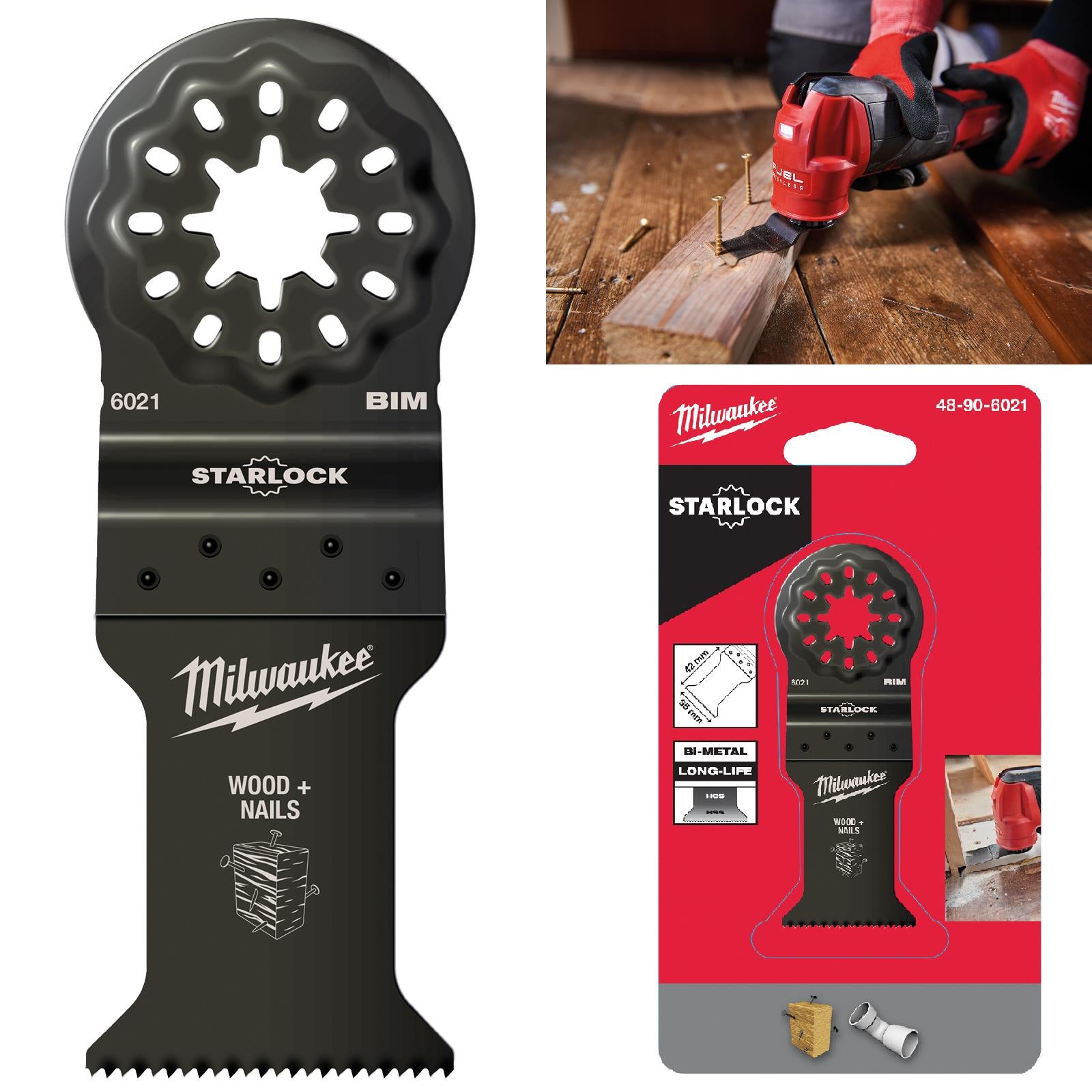 Milwaukee Multi Tool Wood with Nails Plunge Cut Blade 35mm Width x 42mm Length Bi Metal