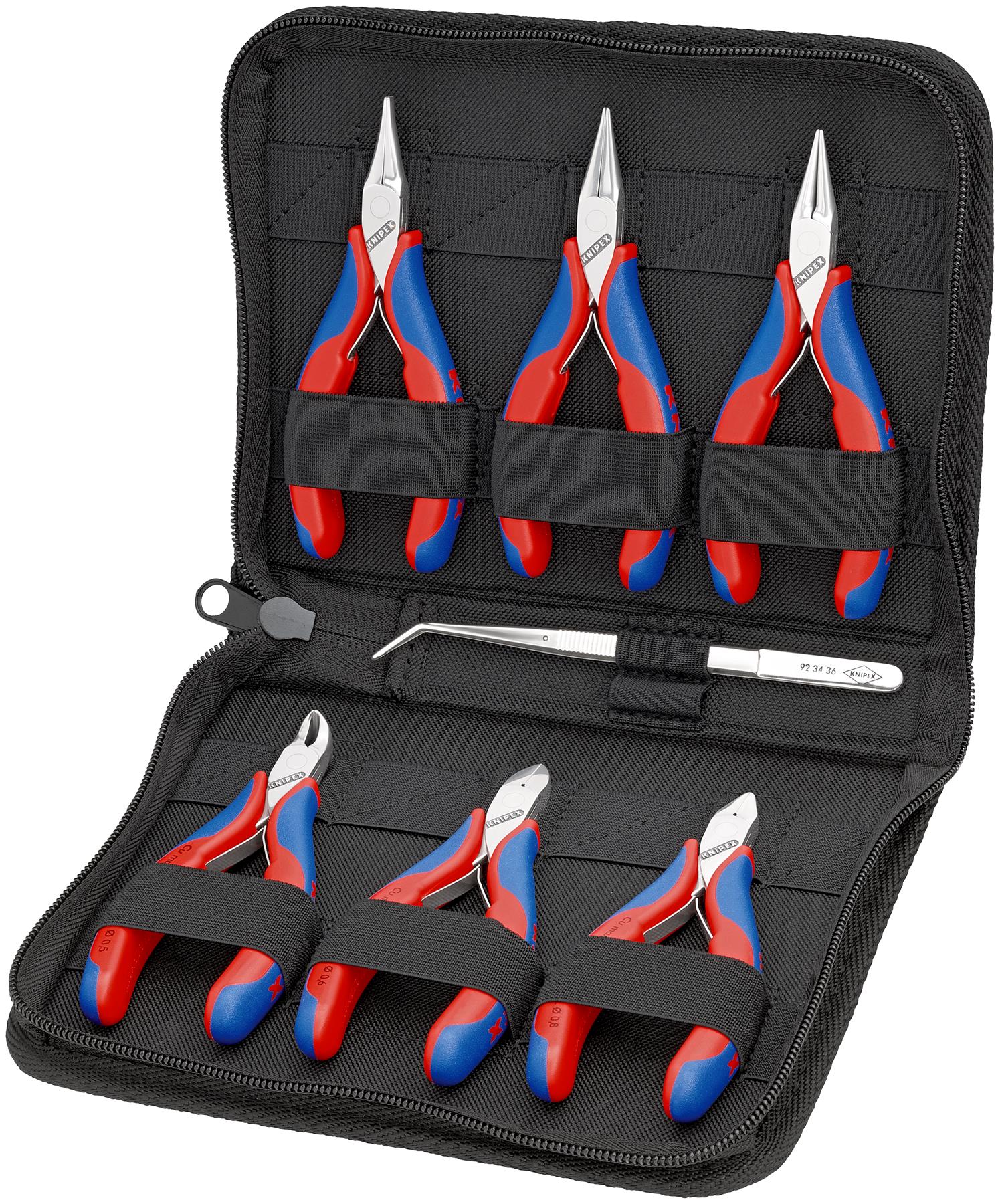 Knipex Electronics Pliers and Tweezer Set in Case 7 Pieces Multi Component Grips 00 20 16