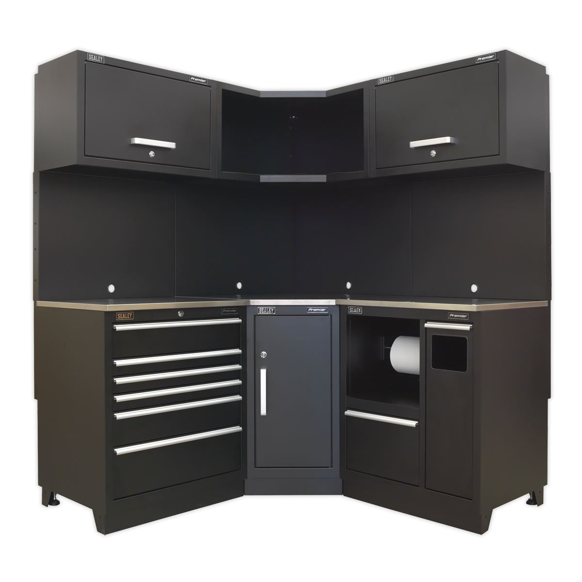 Sealey Premier Premier 1.7m Corner Storage System - Stainless Worktop