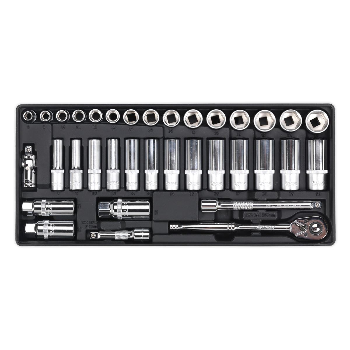 Sealey Premier Tool Tray with Socket Set 35pc 3/8"Sq Drive