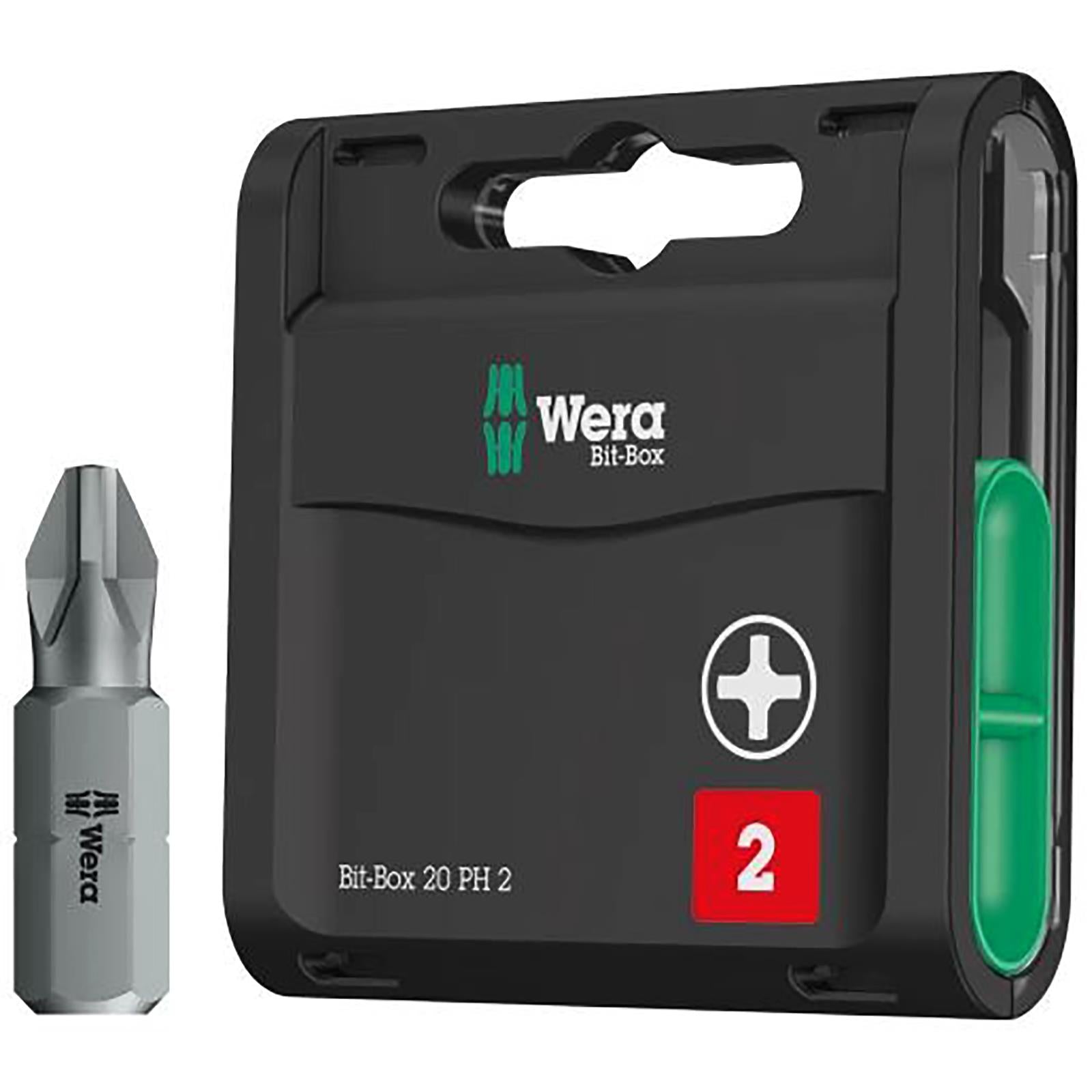 Wera Phillips Screwdriver Bits 20 Pack PH2 x 25mm Bit Box Extra Hard