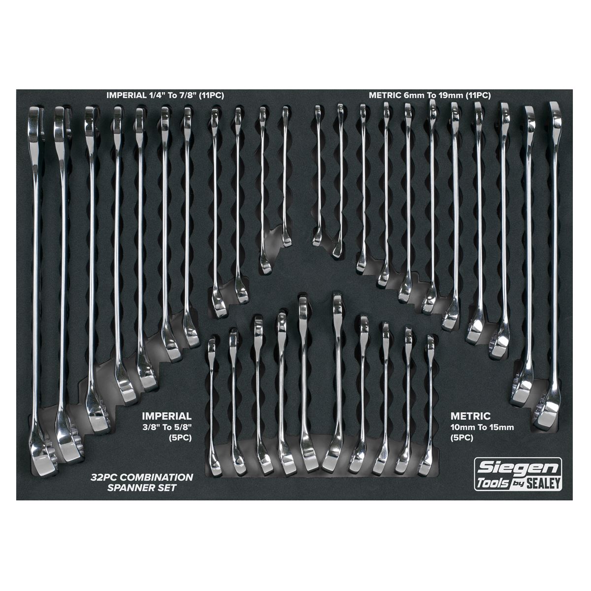 Siegen by Sealey Combination Spanner Set 32pc - Metric/Imperial