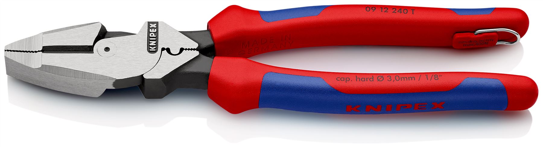 Knipex Linemans Pliers American Style 240mm Slim Multi Component Grips with Tether Point 09 12 240 T