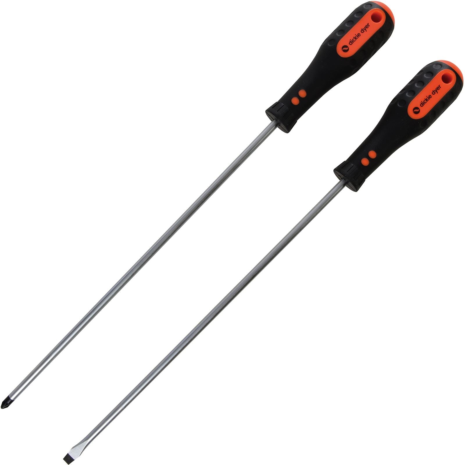 Dickie Dyer 2pc Long Reach S2 Screwdriver Set PZ2 & SL6.5 x 300mm Pozi Slotted