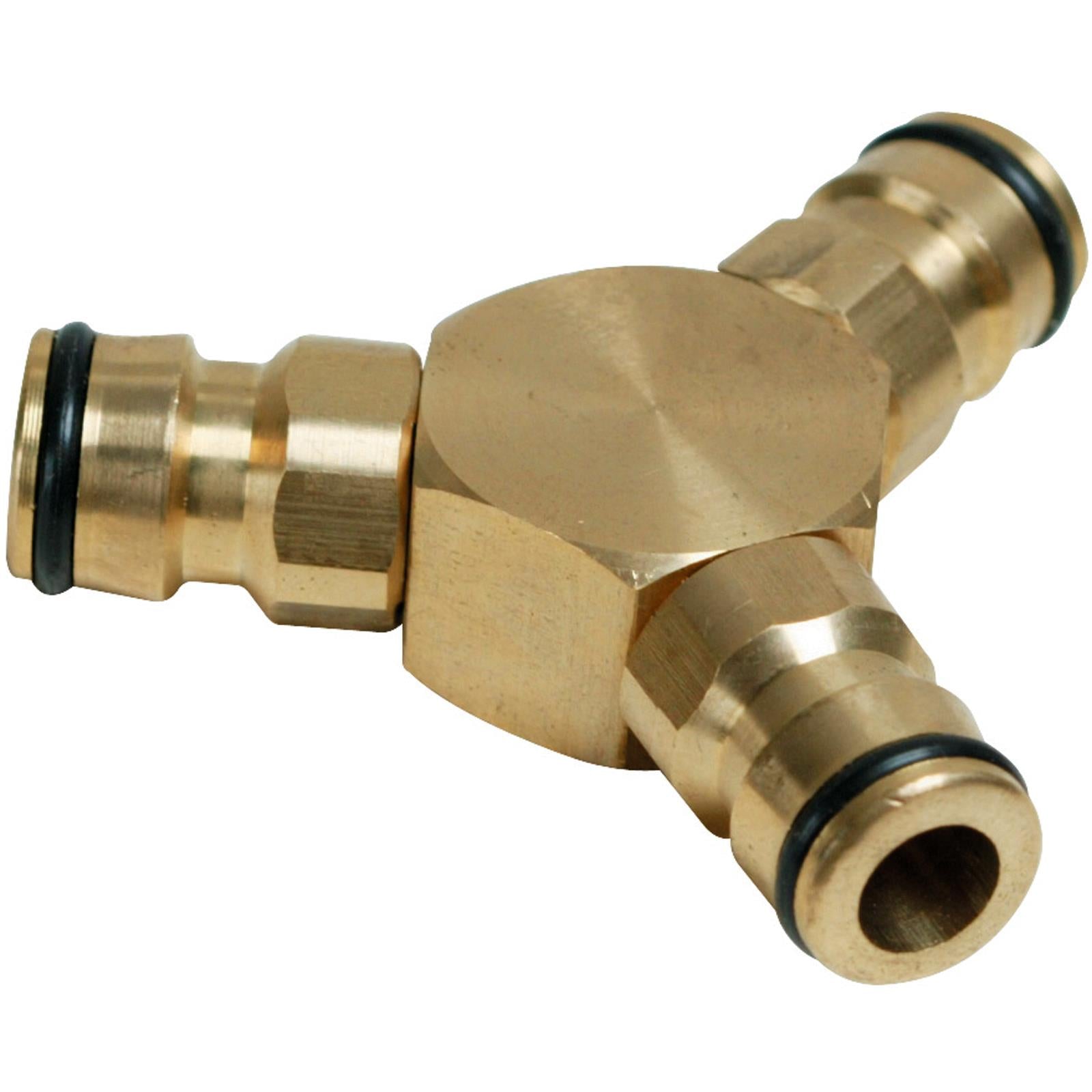 Silverline 1/2" Brass 3 Way Male Connector Quick Connect Gardening Tap