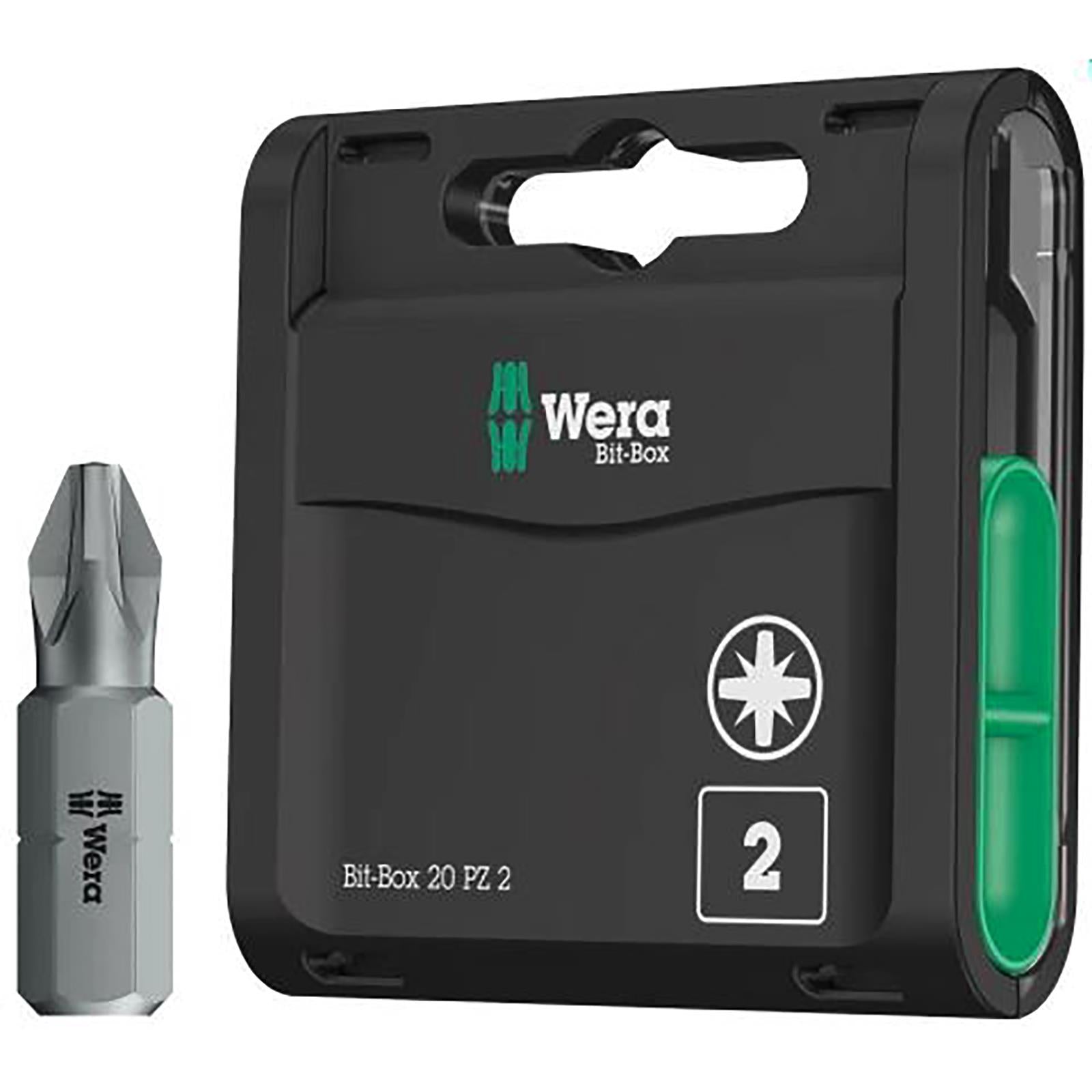 Wera Pozi Screwdriver Bits 20 Pack PZ2 x 25mm Bit Box Extra Hard
