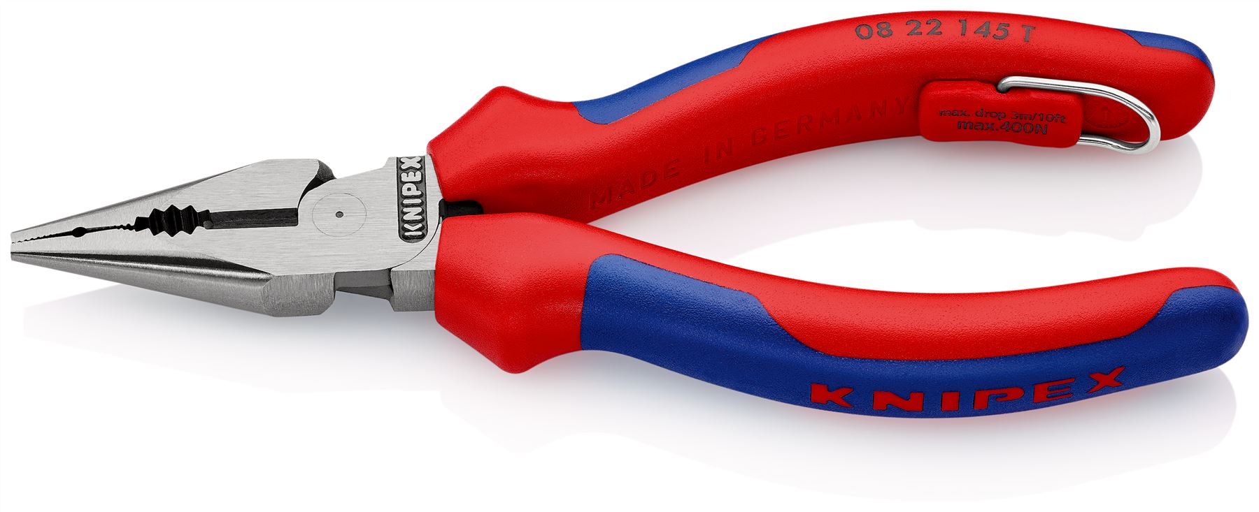 Knipex Needle Nose Combination Pliers 145mm Multi Component Grips with Tether Point 08 22 145 T