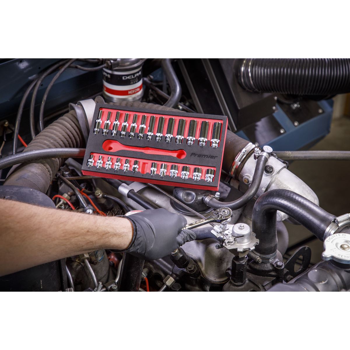 Sealey Premier Ratchet Wrench & Socket Set 27pc 1/4"Sq Drive