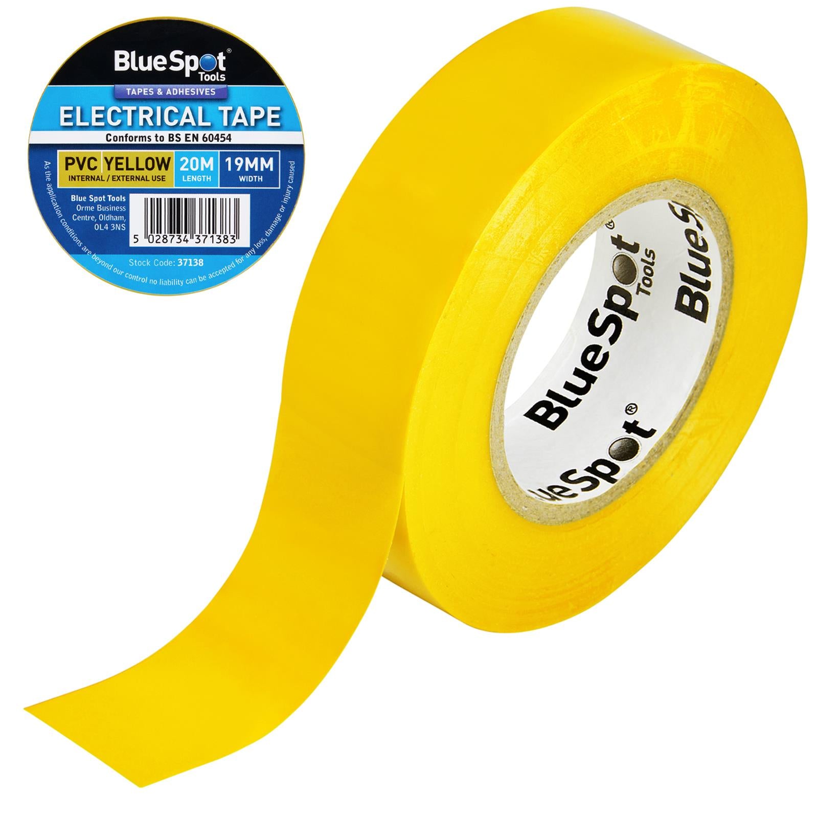 BlueSpot Electrical Insulation Tape Yellow PVC 19mm x 20m