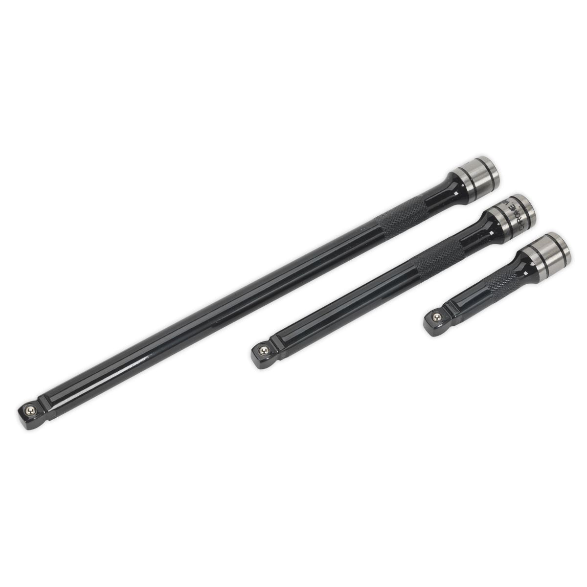 Sealey Premier Black 3 Piece 3/8" Drive Wobble Rigid Extension Bar Set Sockets