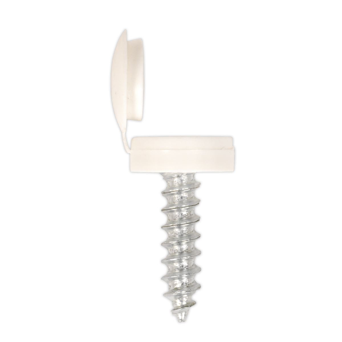 Sealey White Number Plate Screw & Flip Cap 4.2 x 19mm - Pack of 50