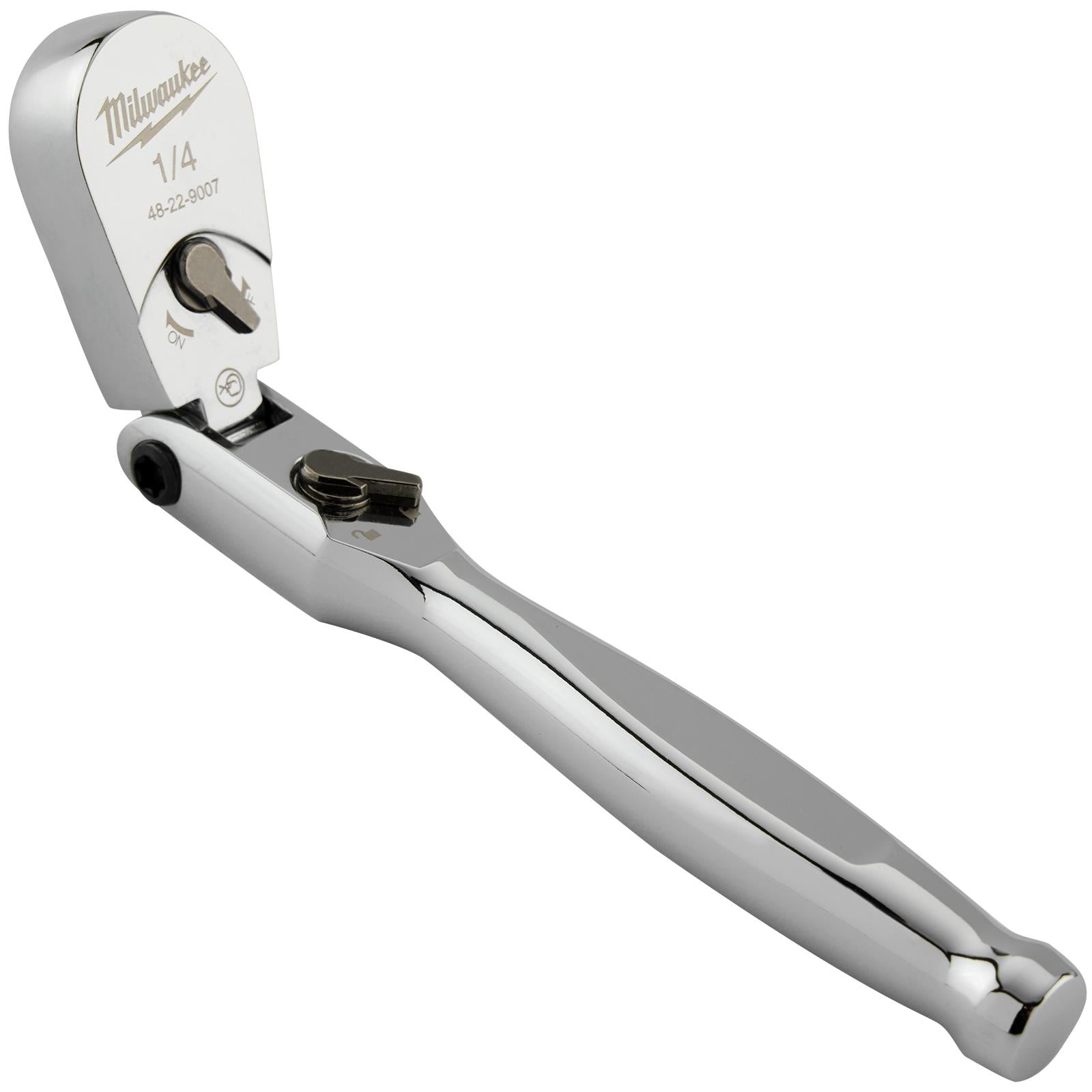 Milwaukee Socket Ratchet Wrench Flexible Head 1/4" Drive 90 Tooth Slim Profile Head