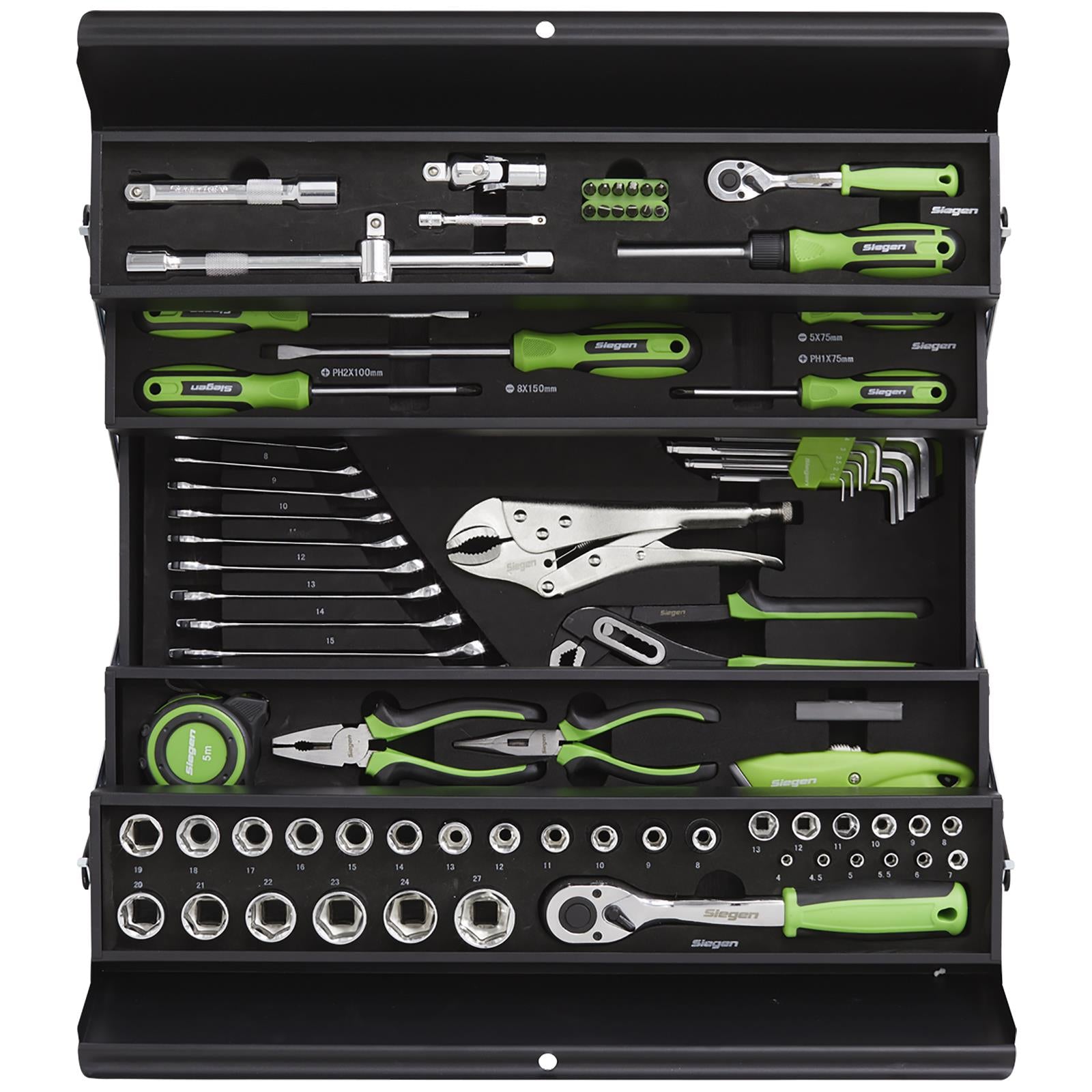 Siegen by Sealey Cantilever Toolbox with Tool Kit 86 Piece Sockets Spanners Screwdrivers