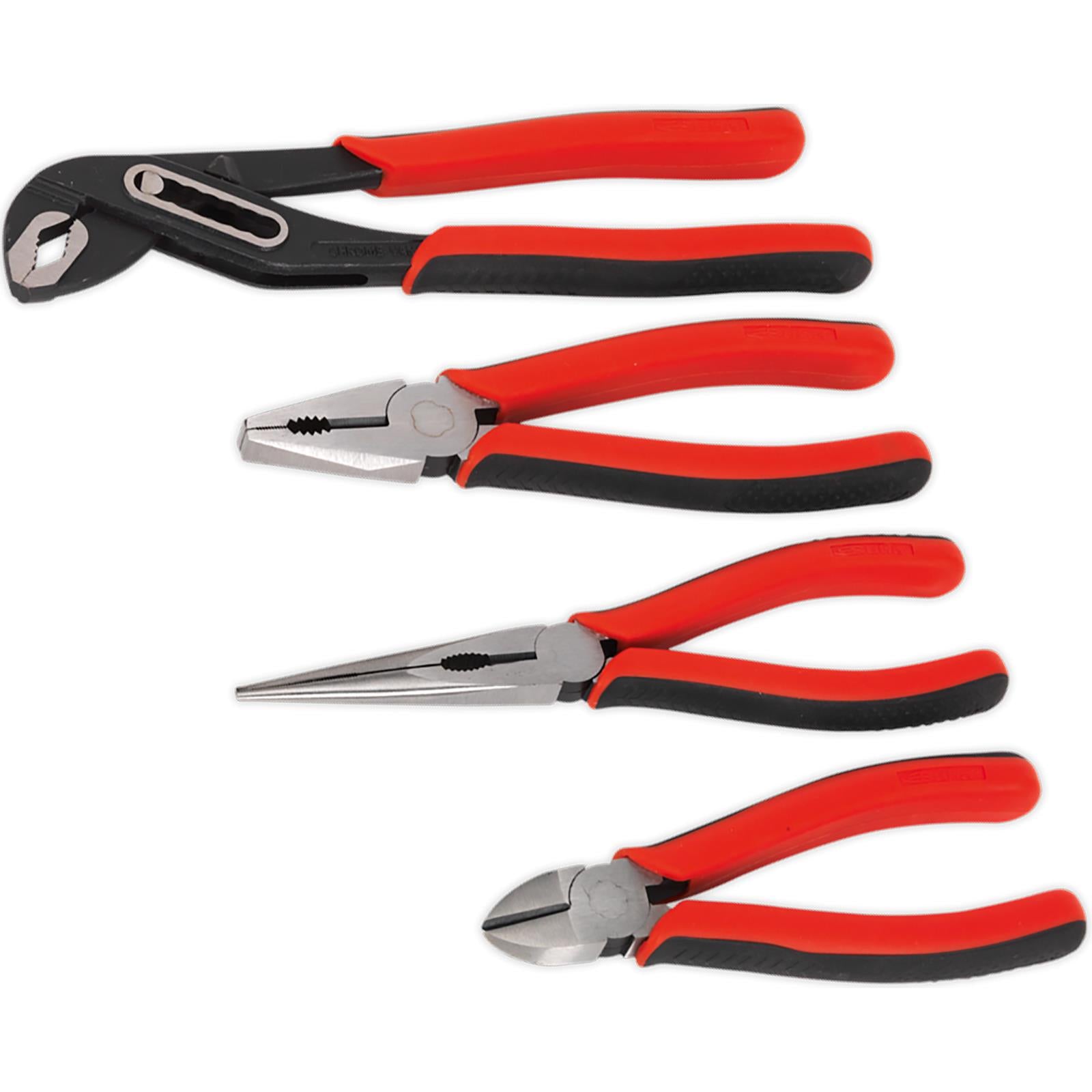 Sealey Premier Pliers Set Combi Water Pump Side Cutting Long Nose Serrated 4pc
