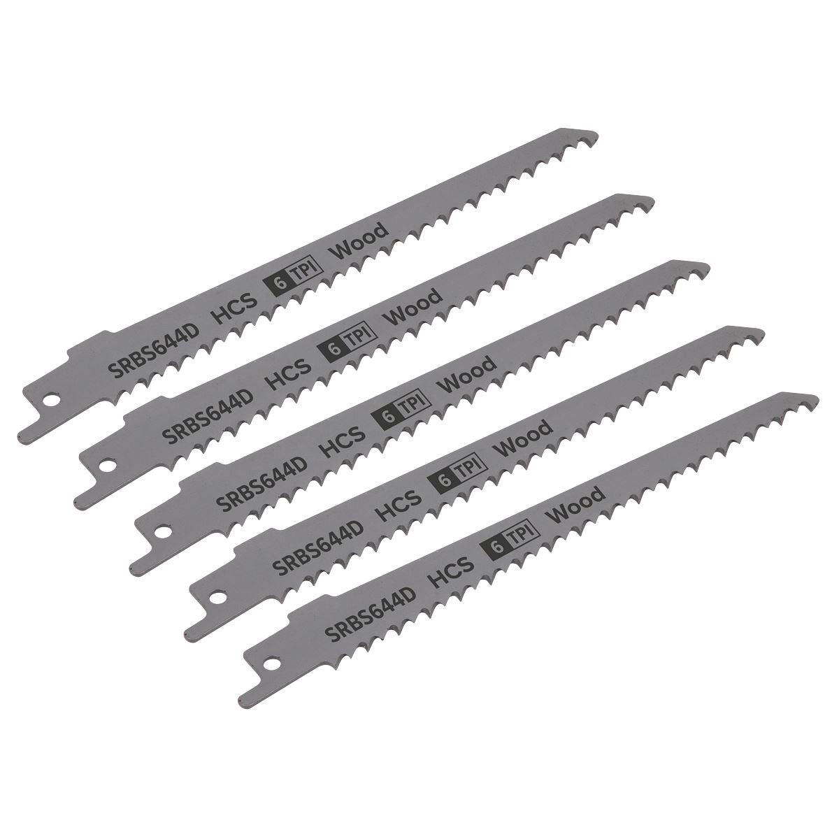 Sealey Reciprocating Saw Blade Clean Wood 150mm 6tpi - Pack of 5