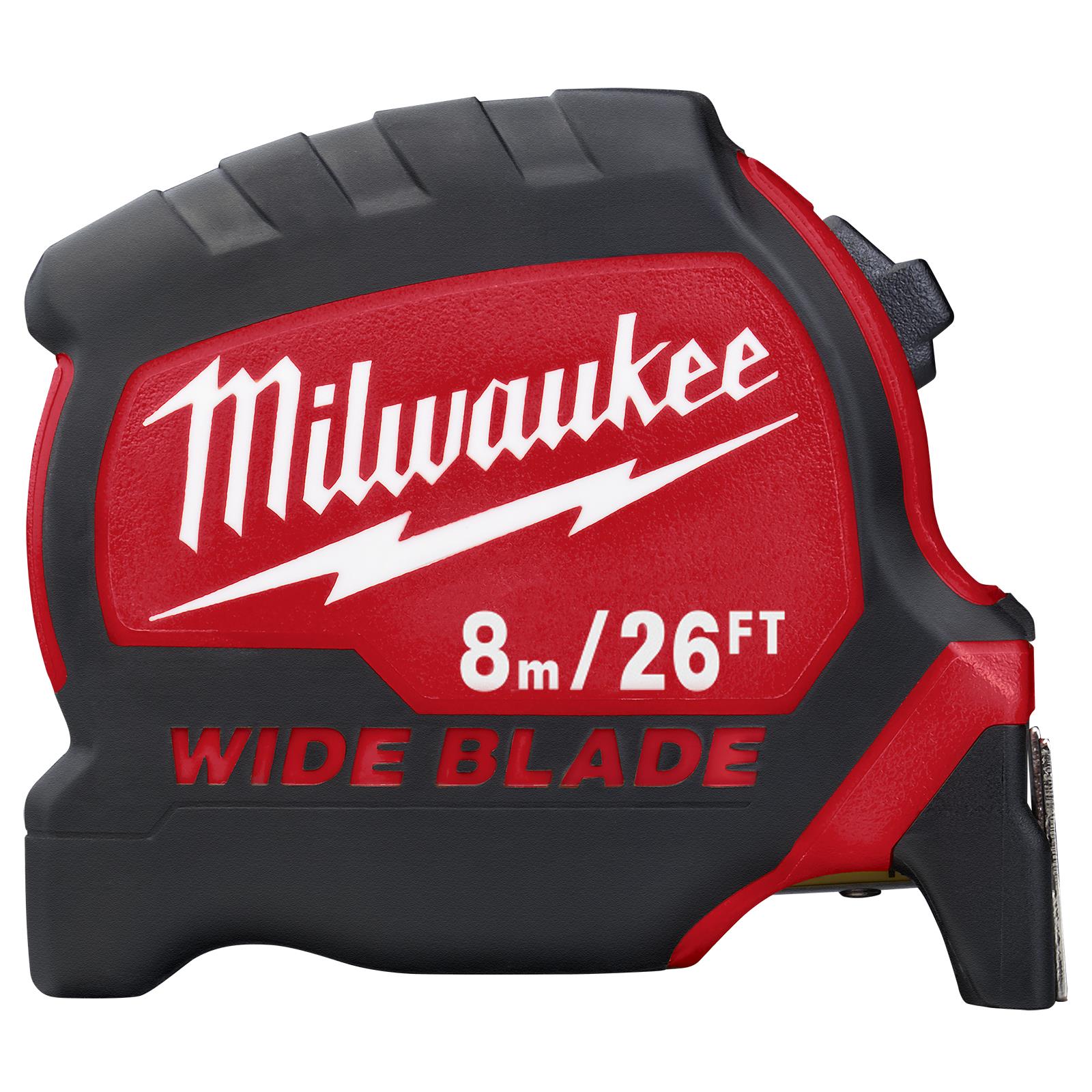 Milwaukee Tape Measure 8m 26ft Premium Wide Blade 33mm Metric Imperial