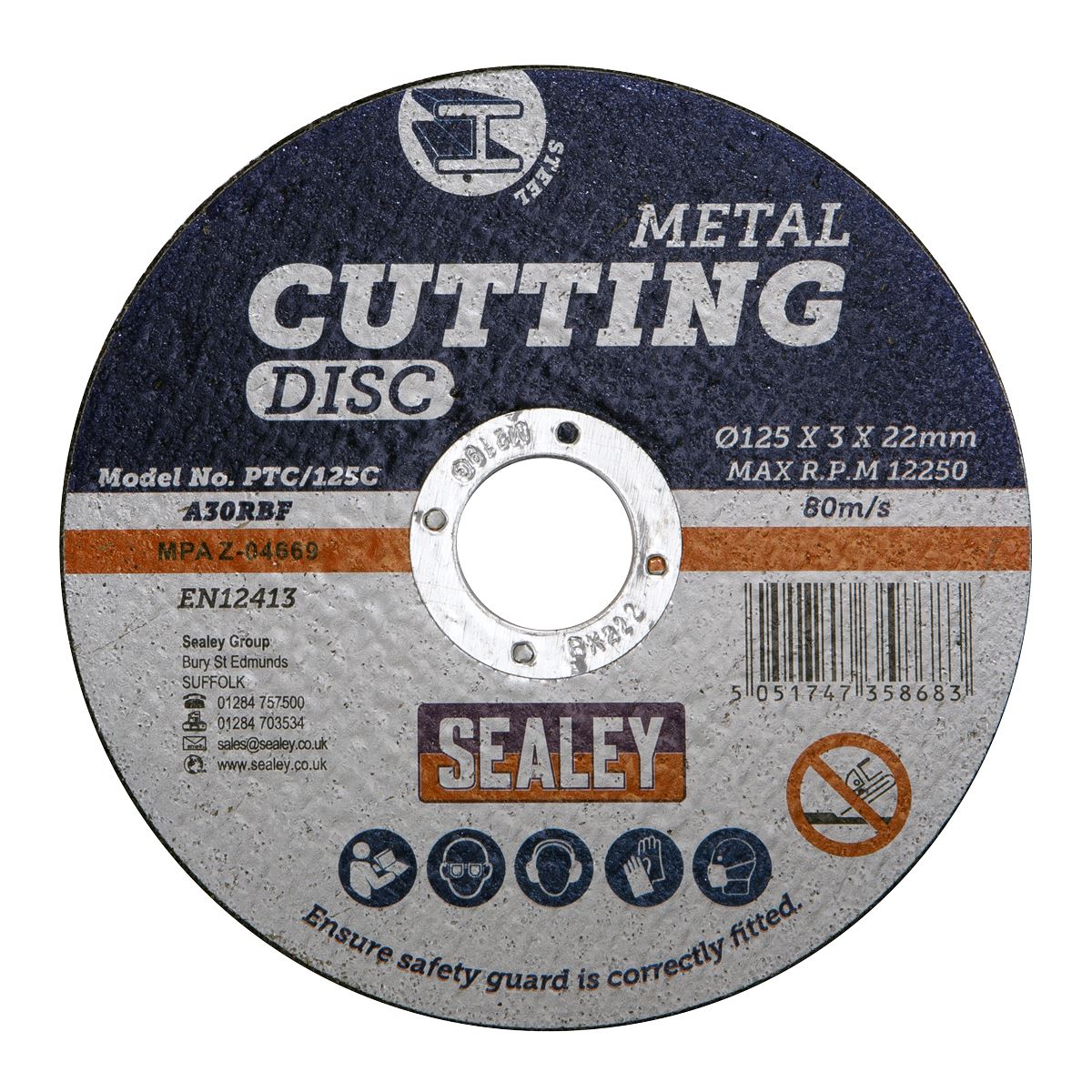 Sealey Cutting Disc Ø125 x 3mm Ø22mm Bore