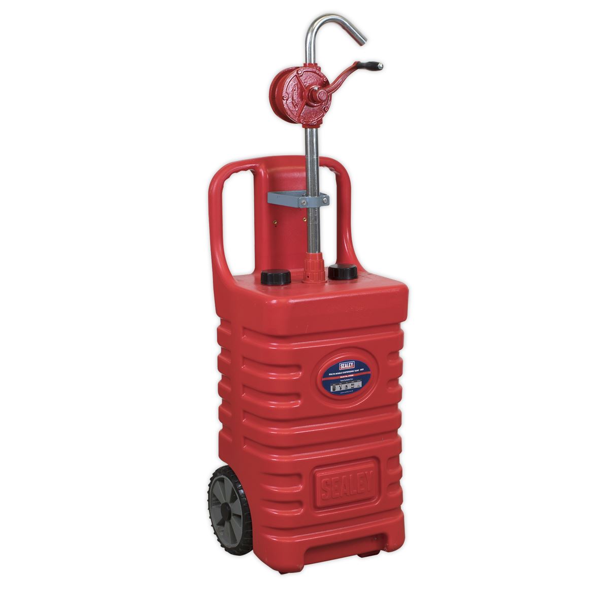 Sealey Mobile Dispensing Tank 55L with Oil Rotary Pump - Red