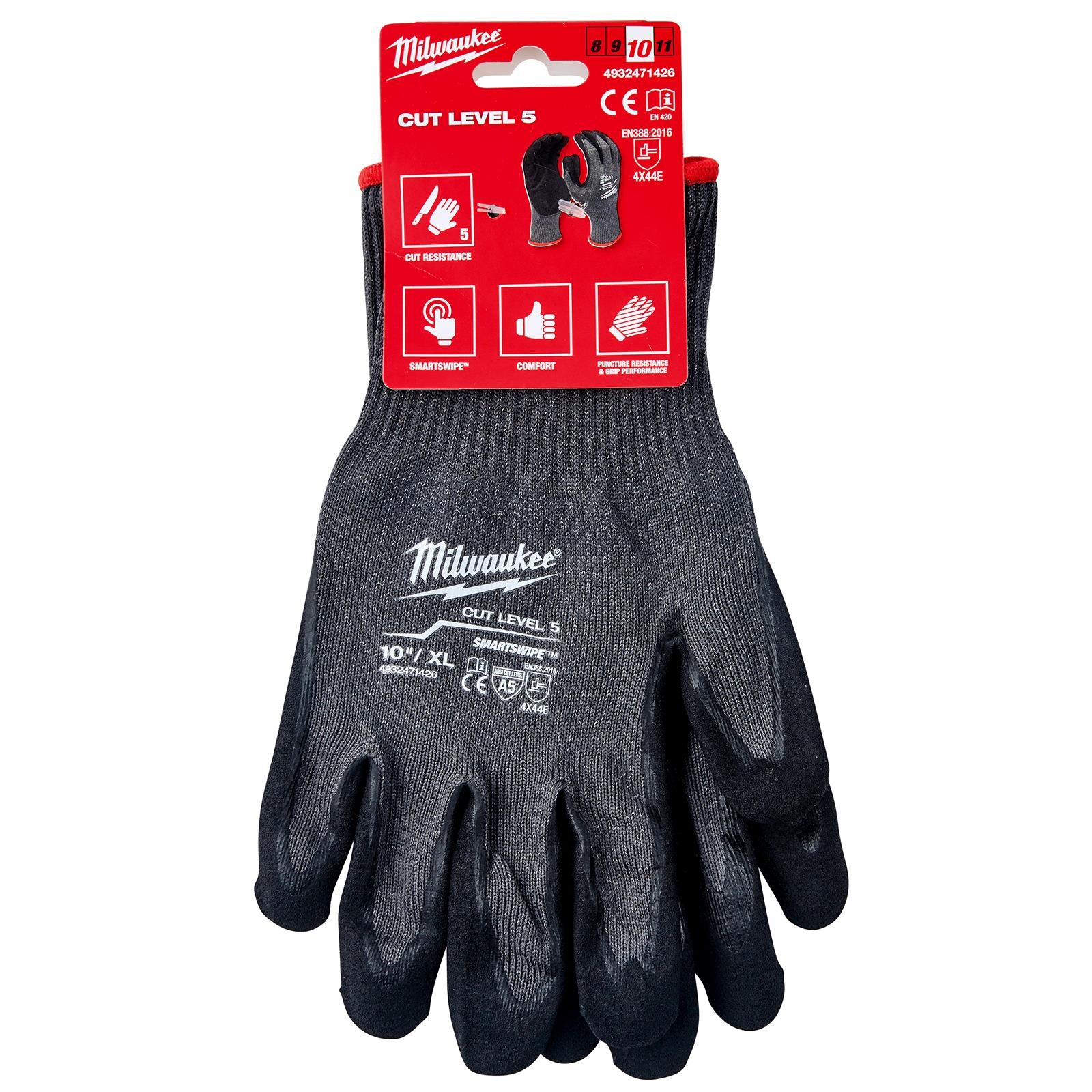 Milwaukee Safety Gloves Cut Level 5/E Dipped Glove Size 10 / XL Extra Large