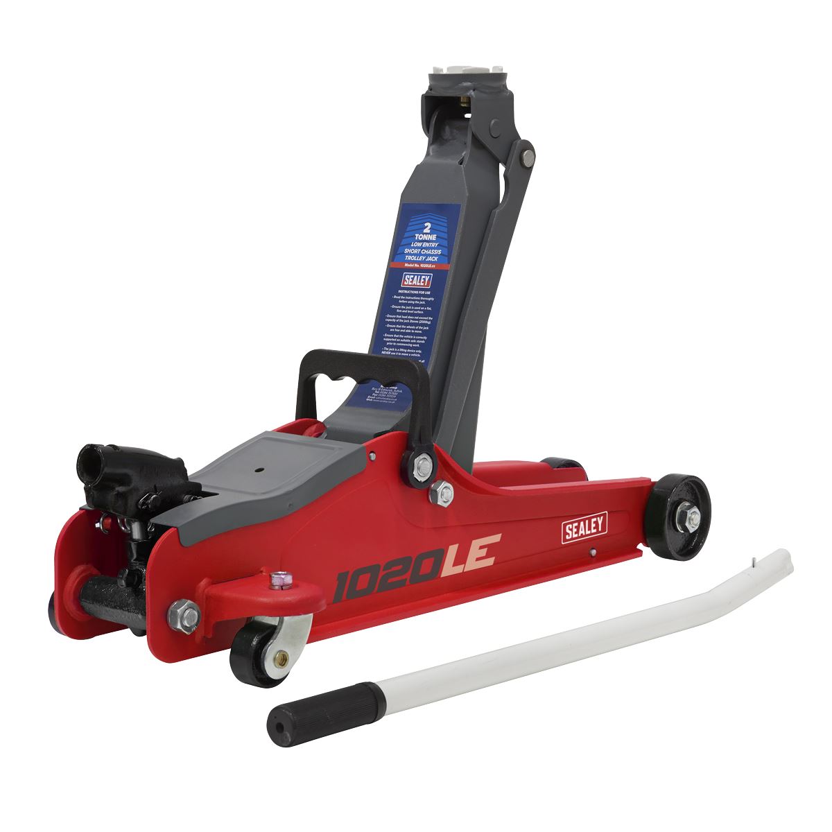 Sealey Trolley Jack 2tonne Low Entry Short Chassis - Red