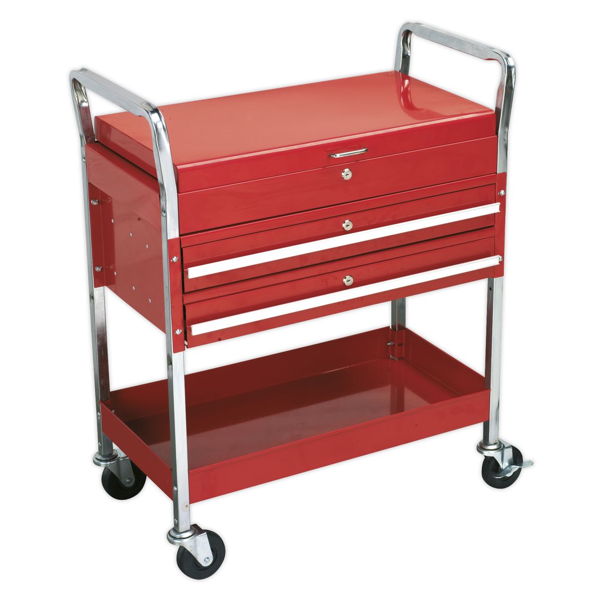 Sealey Superline Pro Trolley 2-Level Heavy-Duty with Lockable Top & 2 Drawers