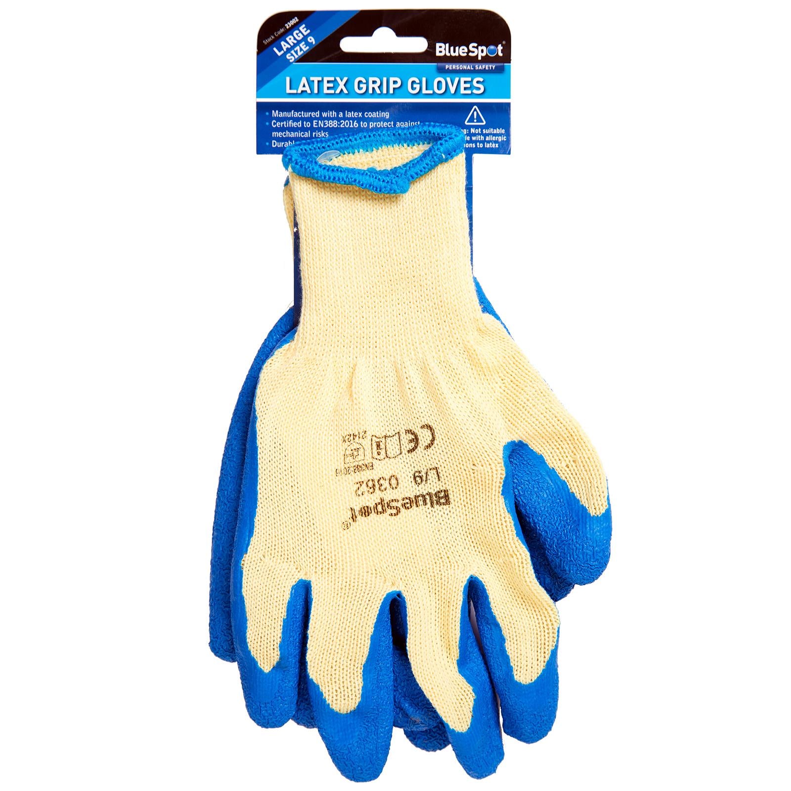BlueSpot Latex Grip Gloves 1 Pair