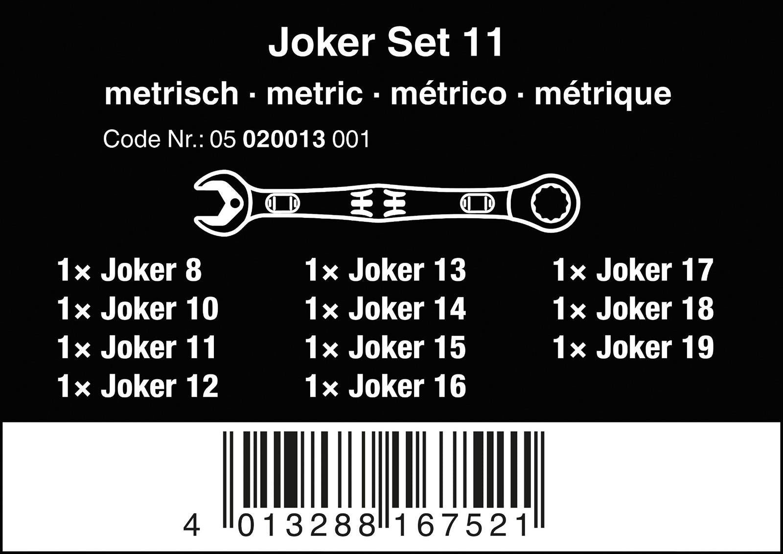 Wera Ratchet Combination Spanner Set 11 Piece 6000 Joker 11 Set 1 in Pouch 8-19mm