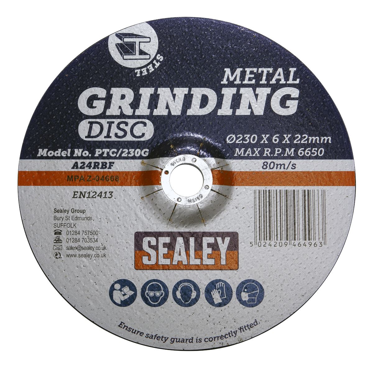 Sealey Grinding Disc Ø230 x 6mm Ø22mm Bore