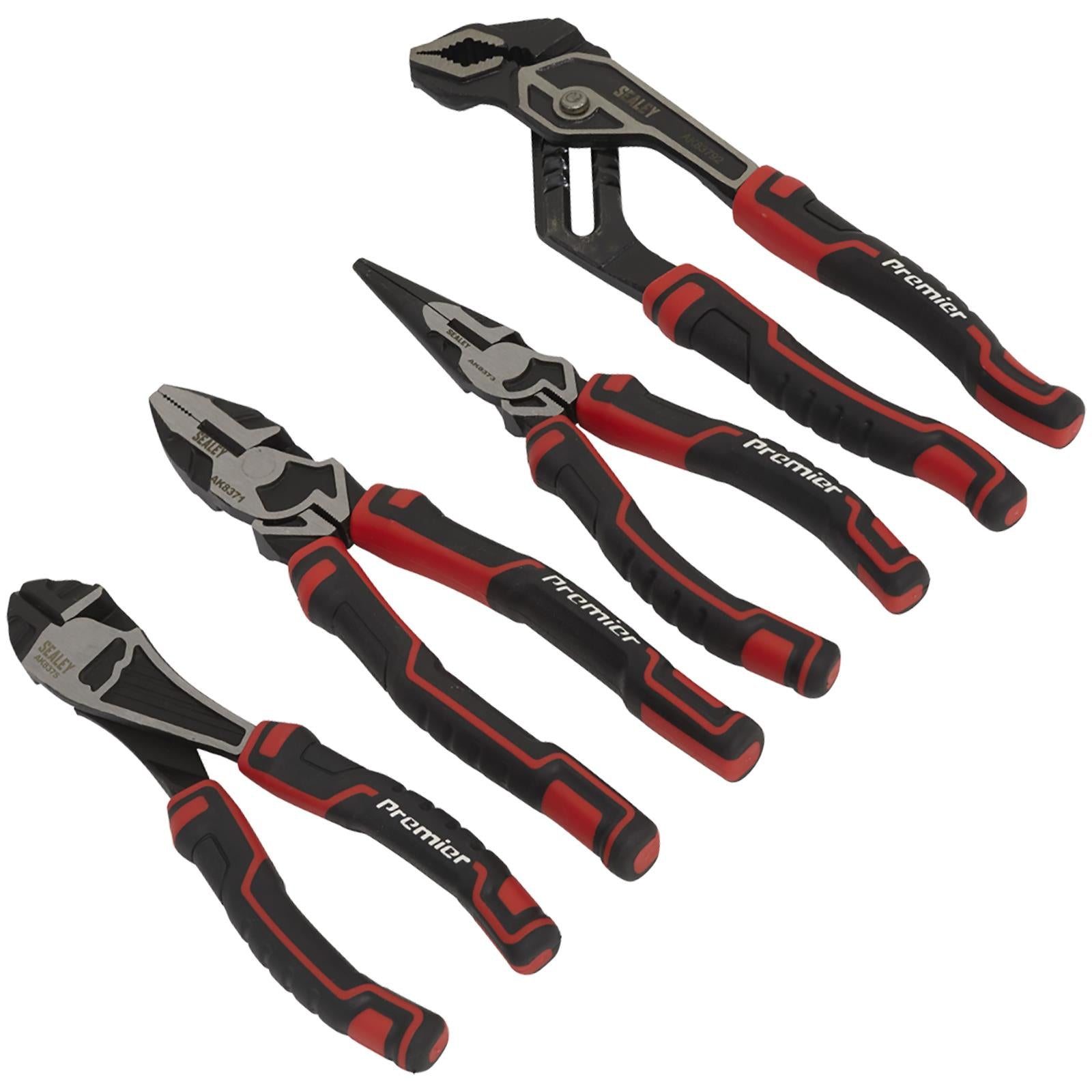 Sealey Pliers Set High Leverage 4 Piece Side Cutters Combination Long Nose Water Pump