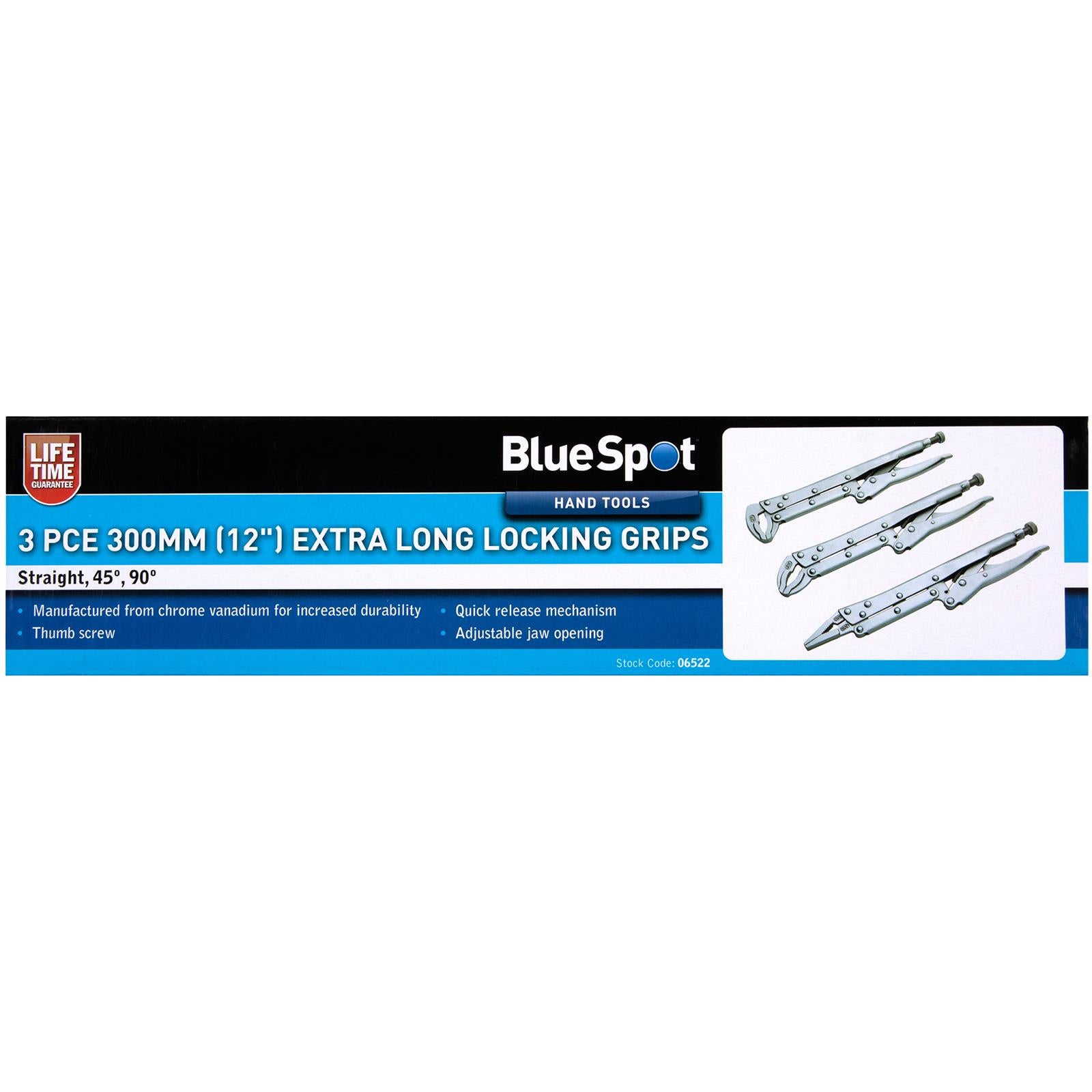 BlueSpot Locking Plier Grips Extra Long 3 Piece 300mm (12")