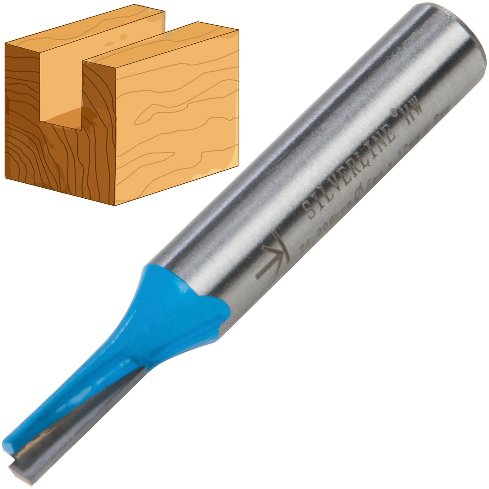 Silverline 8mm Shank Straight Metric Router Bits Cutters