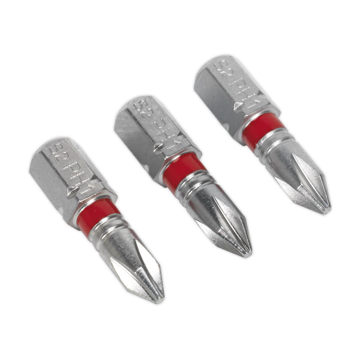 Sealey Screwdriver Bits Colour Coded S2 Steel 3 Pack Pozi Phillips Slotted 25mm 75mm