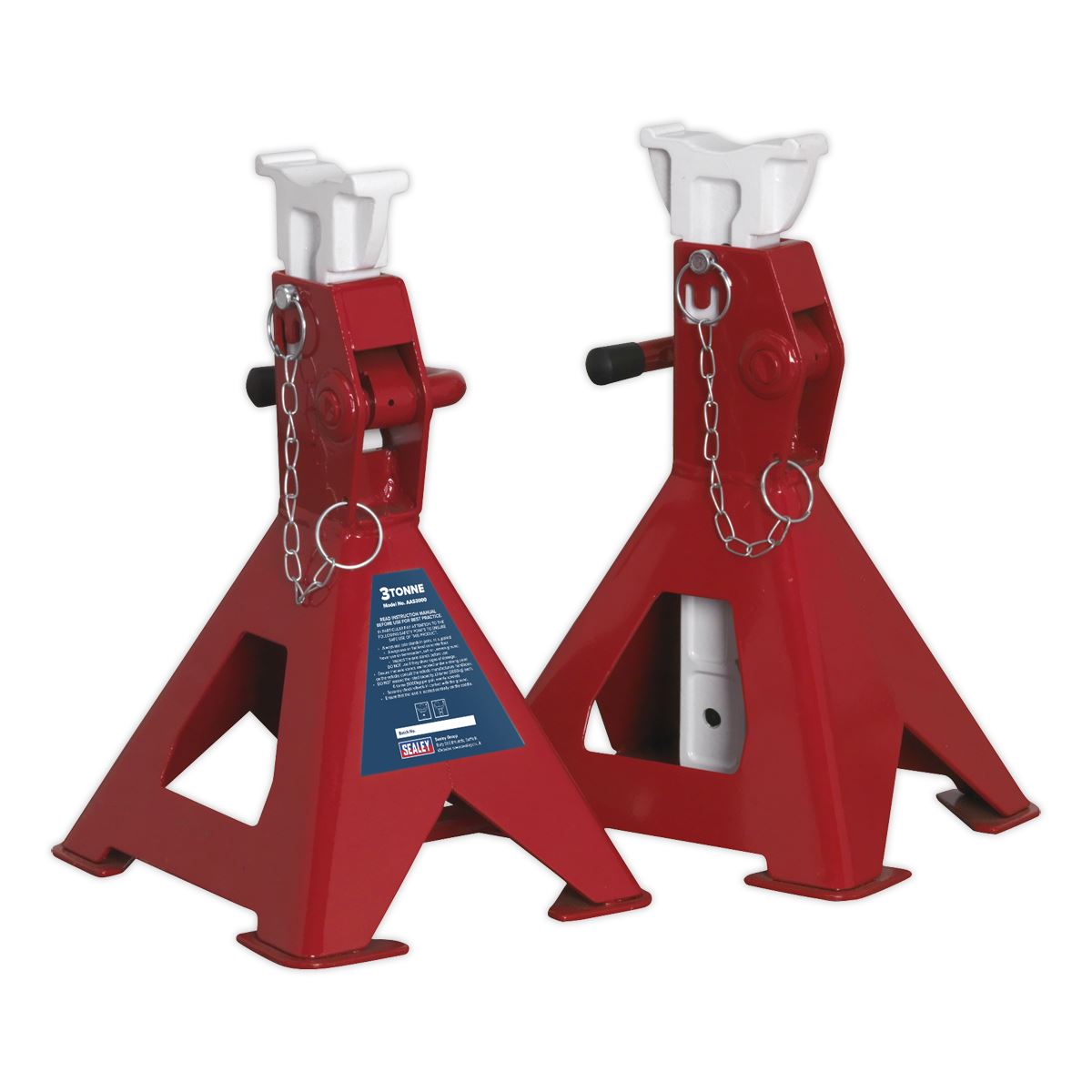 Sealey Axle Stands (Pair) 3tonne Capacity per Stand Auto Rise Ratchet