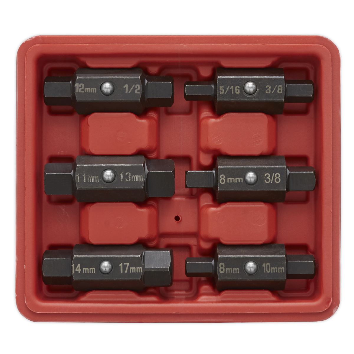 Sealey Oil Drain Plug Key Set 6 Piece Double End in Storage Case