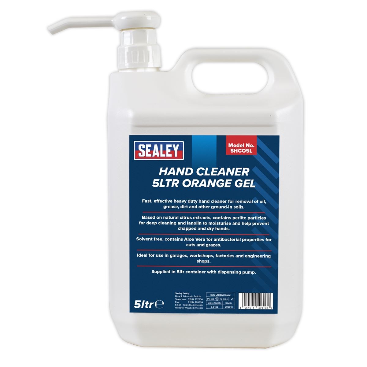 Sealey Hand Cleaner 5L Orange Gel