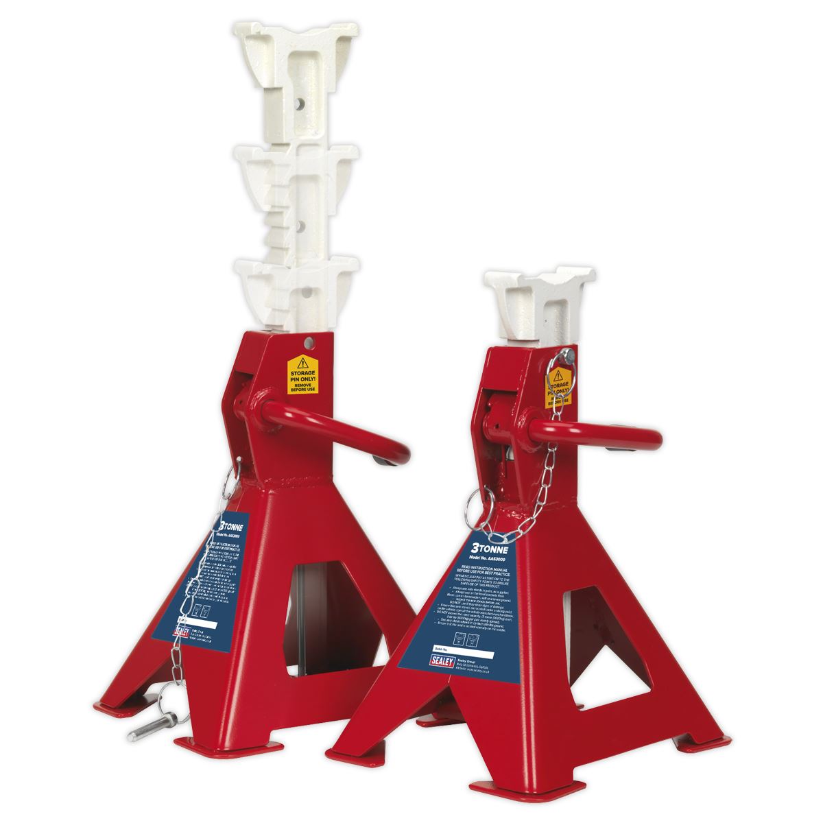 Sealey Axle Stands (Pair) 3tonne Capacity per Stand Auto Rise Ratchet