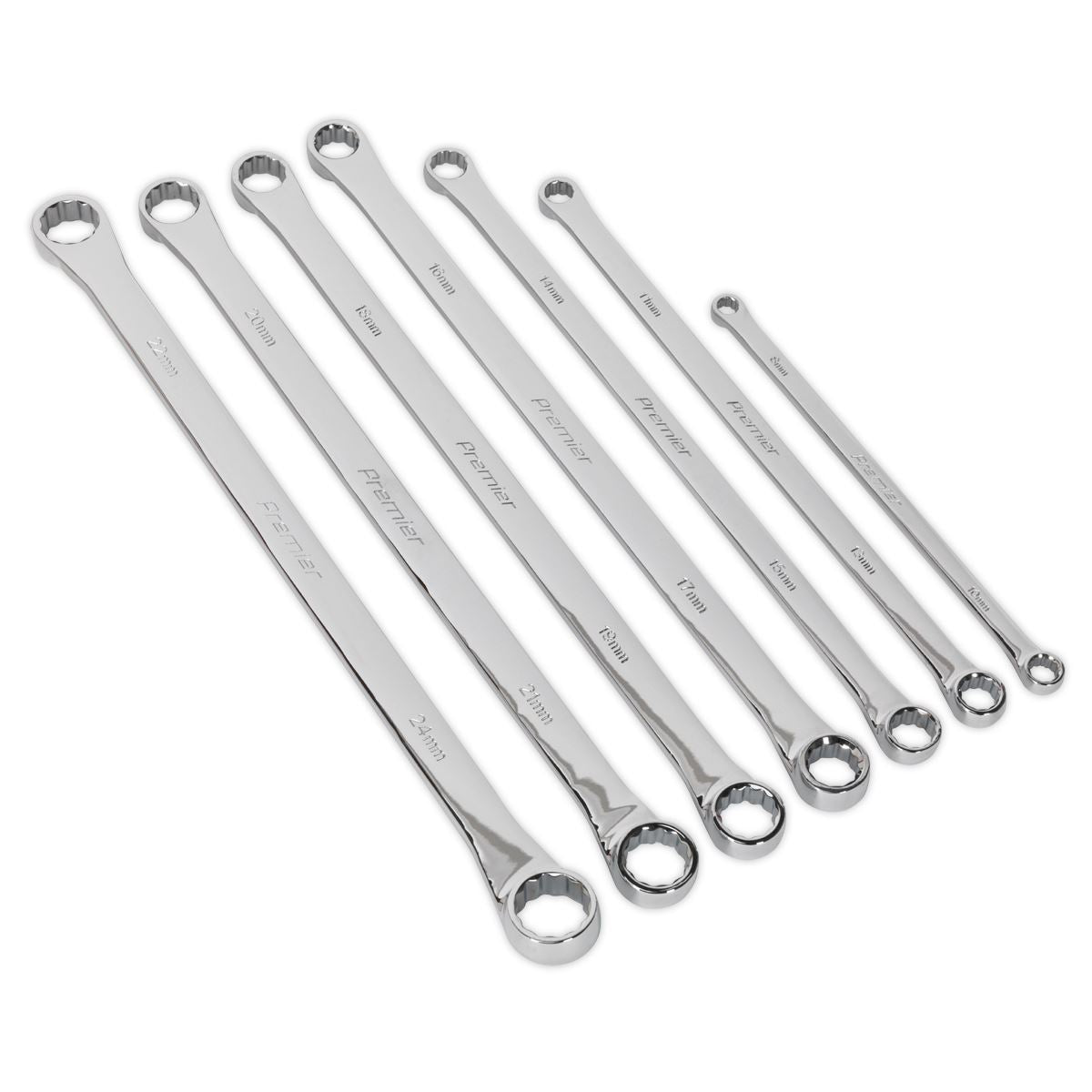 Sealey Premier 7 Piece Extra Long Double End Ring Spanner Set 8-24mm