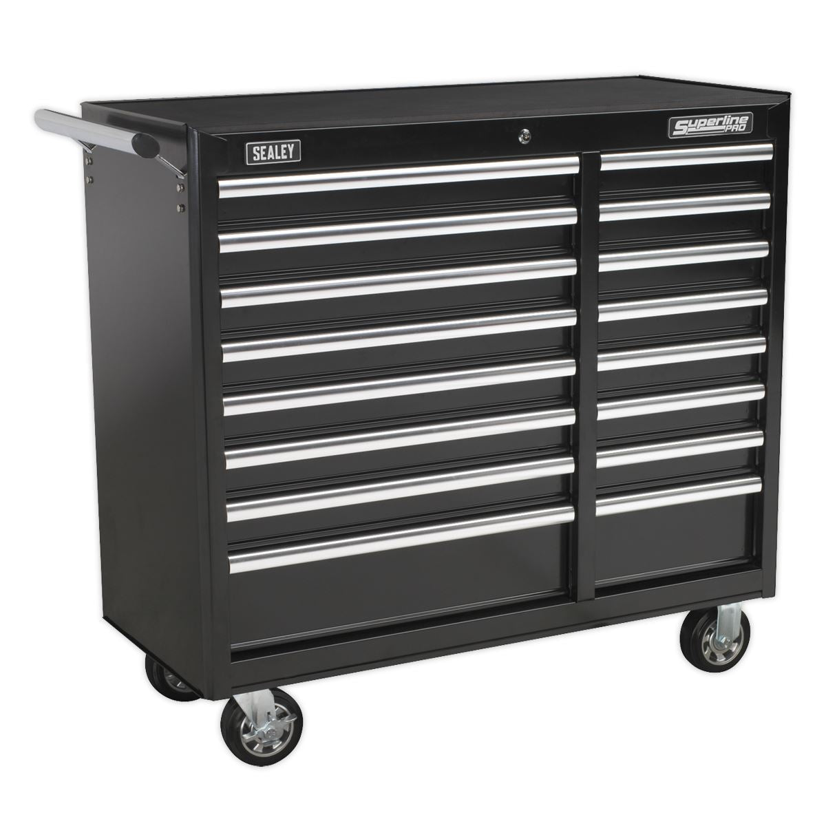 Sealey Superline Pro Rollcab 16 Drawer with Ball-Bearing Slides Heavy-Duty - Black