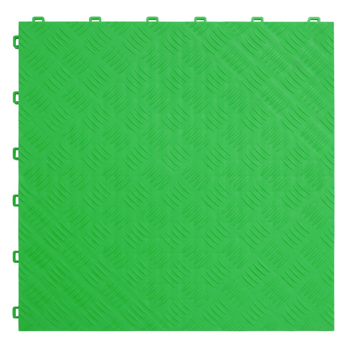 Sealey Polypropylene Floor Tile - Green Treadplate 400 x 400mm - Pack of 9