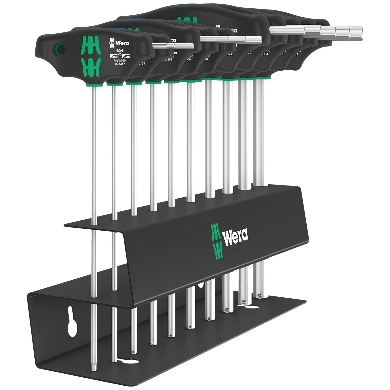 Wera Screwdriver Set T-Handle Hex Plus with Holding Function Metal Rack 10 Piece 454/10 HF Set Imperial 2