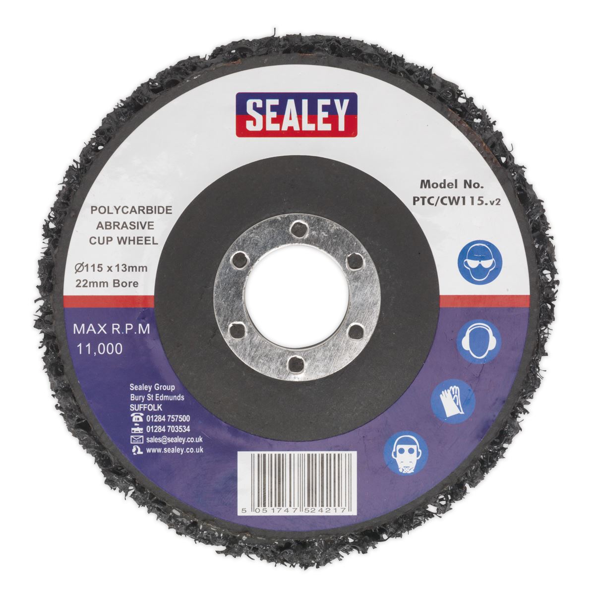 Sealey 115mm Polycarbide Abrasive Cup Wheel Paint Rust Removal Angle Grinder