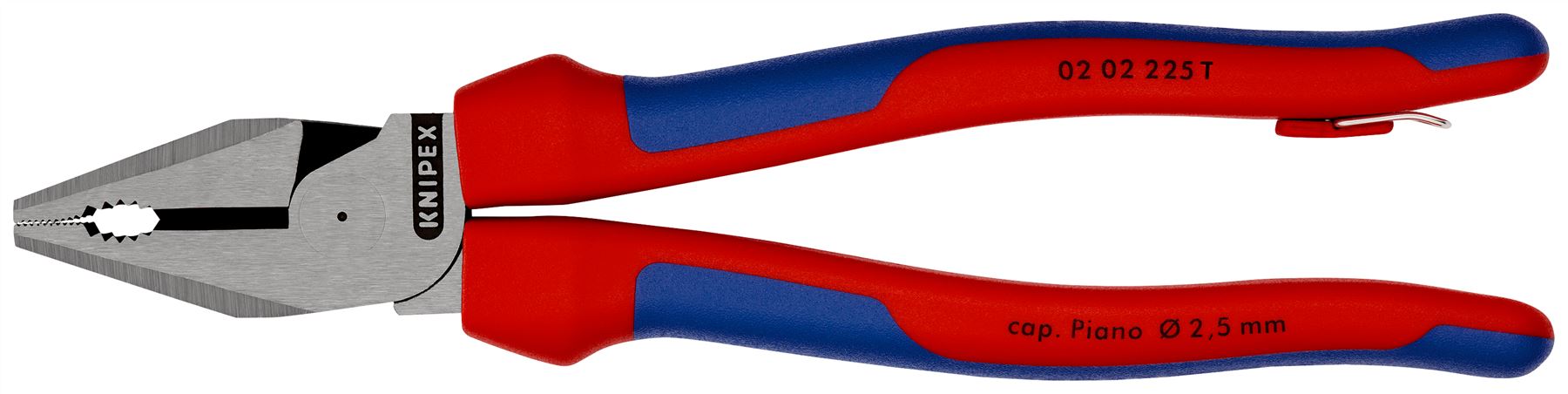Knipex High Leverage Combination Pliers 225mm Multi Component Grips with Tether Point 02 02 225 T