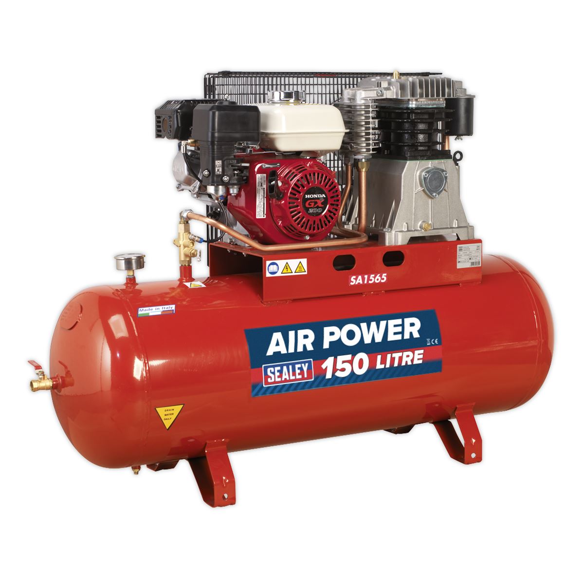 Sealey Air Compressor 150L Belt Drive Petrol Engine 6.5hp