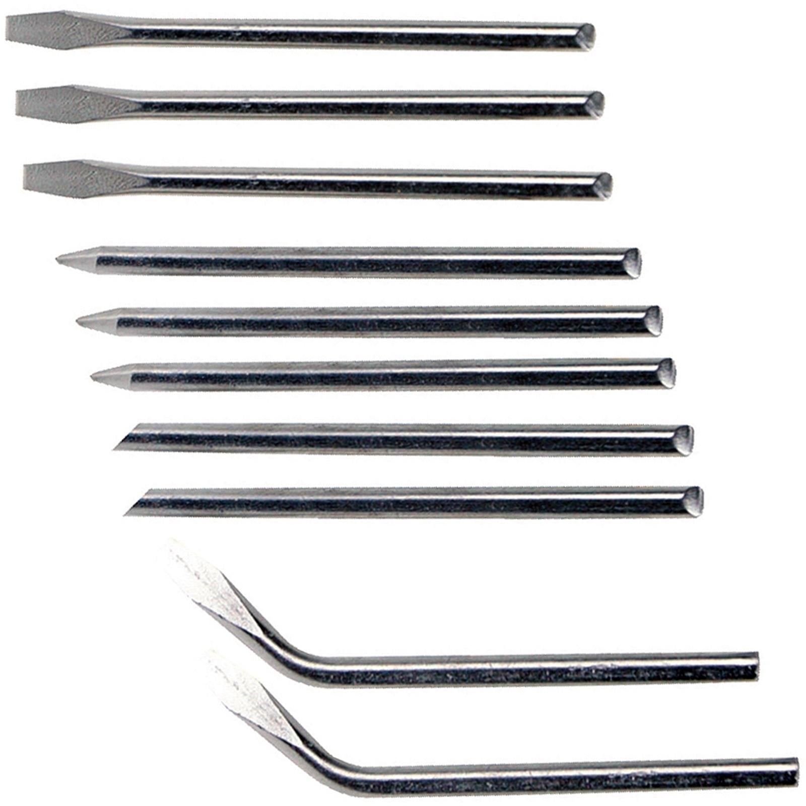 Silverline 10 Piece Soldering Iron Tips Set 15 & 25W Electronics Bent Pointed Chisel
