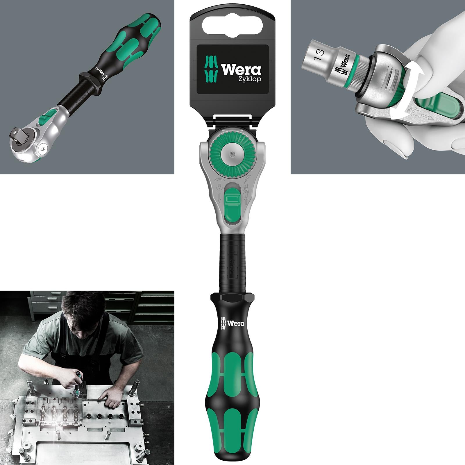 Wera Zyklop Speed Ratchet Wrench 8000B SB 3/8" Drive 199mm 72 Tooth