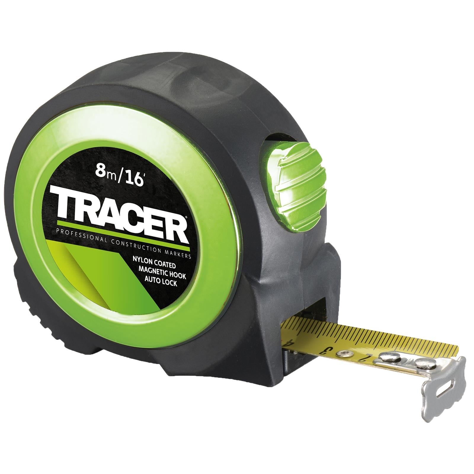 TRACER Tape Measure 8m Auto Lock Nylon Coated and Large Magnetic Hook
