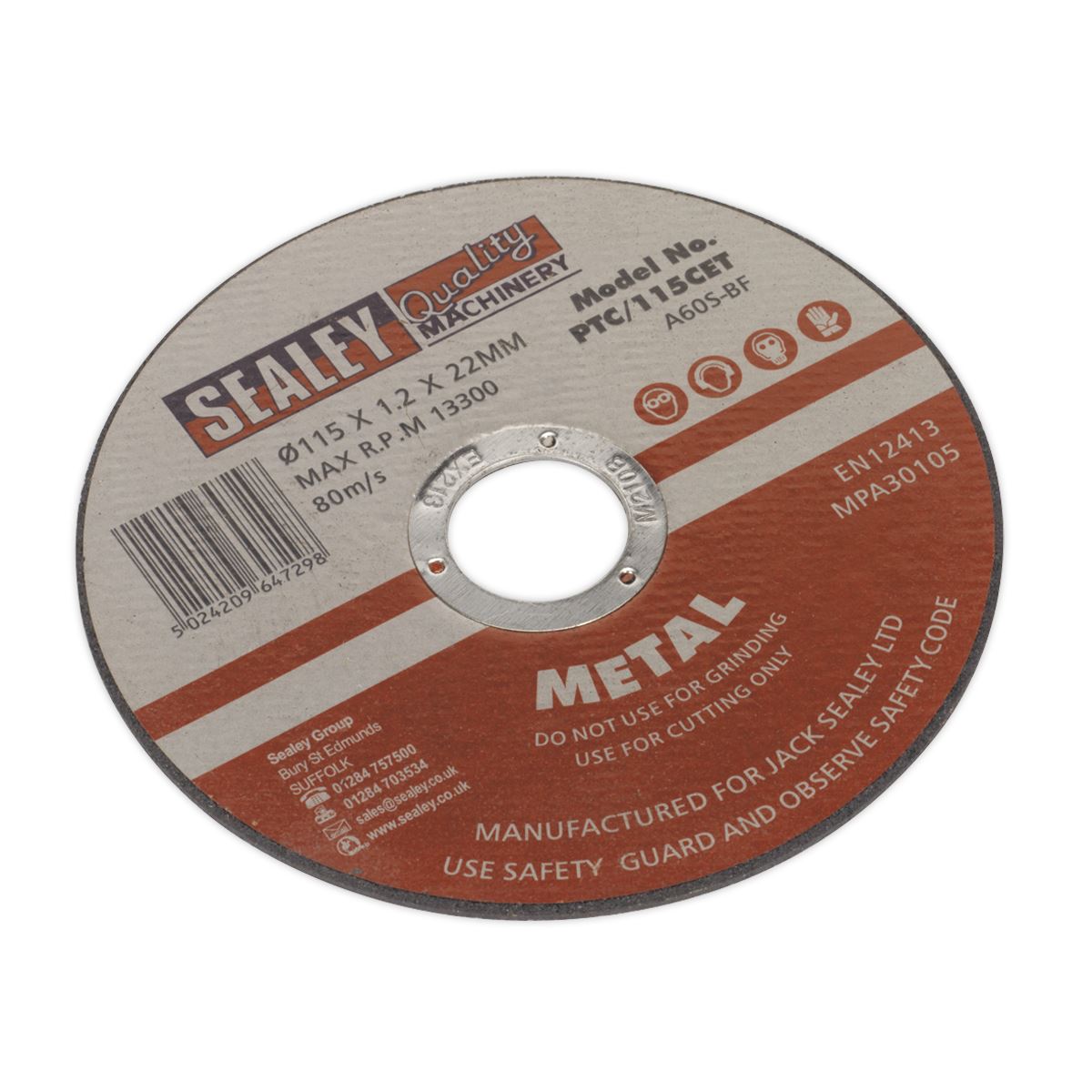 Sealey 10 Pack 115 x 1.2mm Stainless Steel Metal Cutting Discs in Tin Slitting Tinned